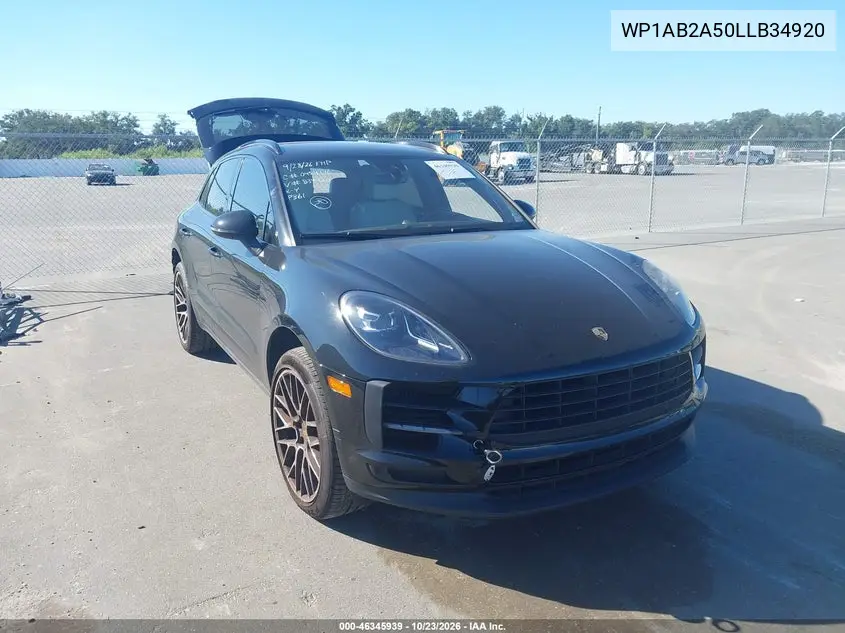 PORSCHE MACAN 2020, VIN WP1AB2A50LLB34920