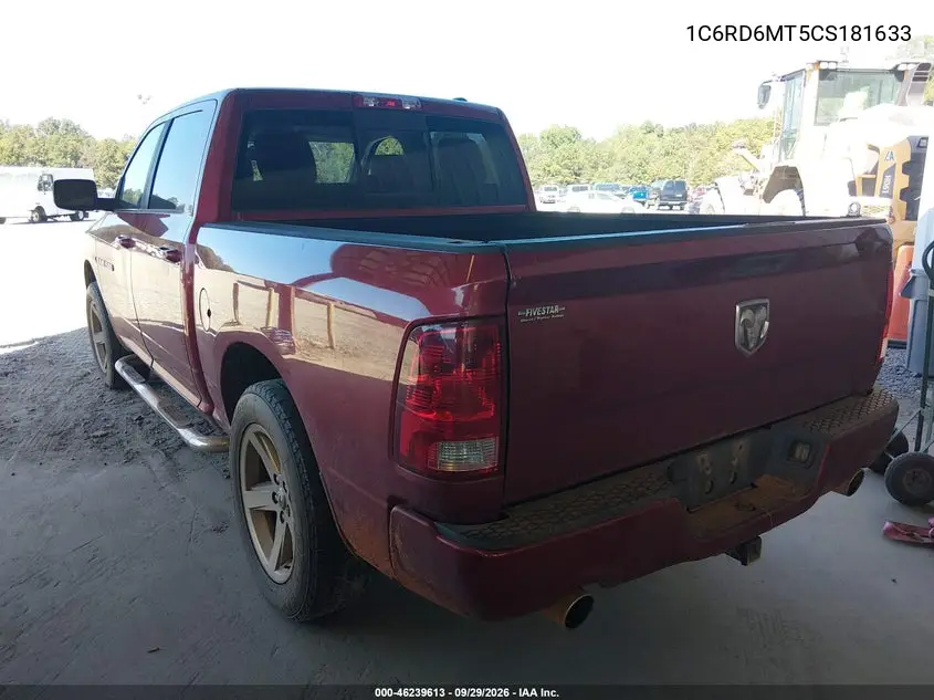 2012 RAM 1500 VIN 1C6RD6MT5CS181633 — фото 3