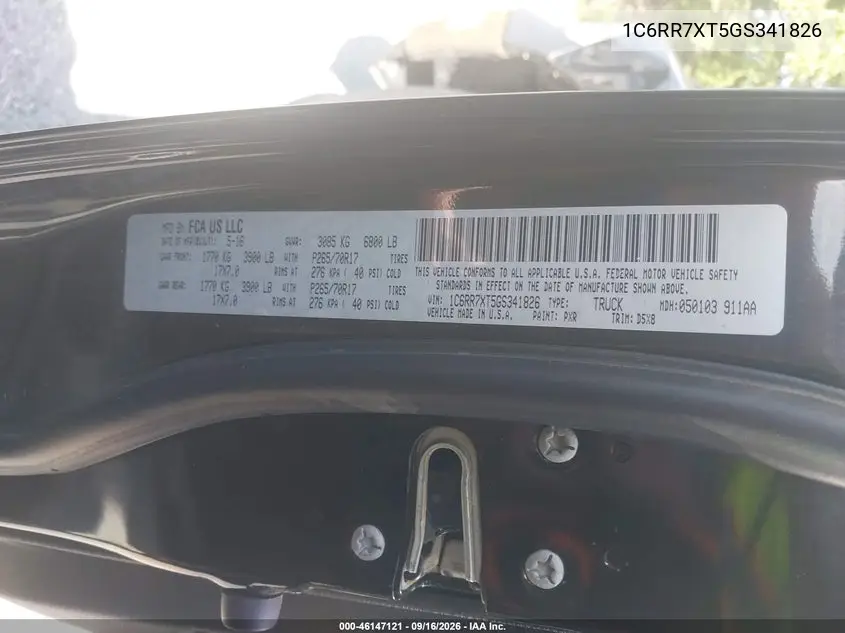 2016 RAM 1500 VIN 1C6RR7XT5GS341826 — фото 9