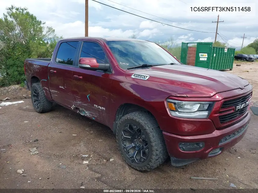 RAM 1500 2019, VIN 1C6SRFFT3KN511458