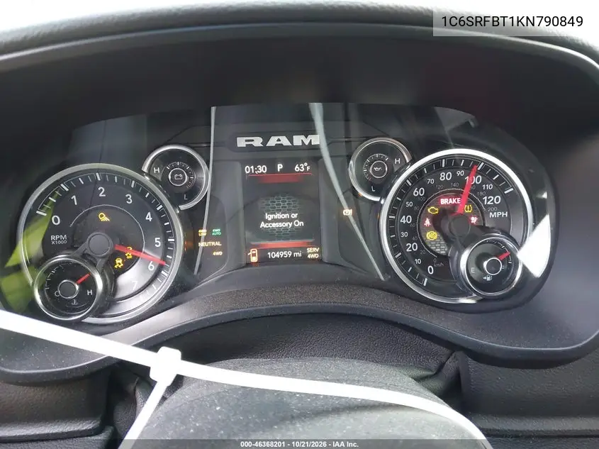 2019 RAM 1500 VIN 1C6SRFBT1KN790849 — фото 15