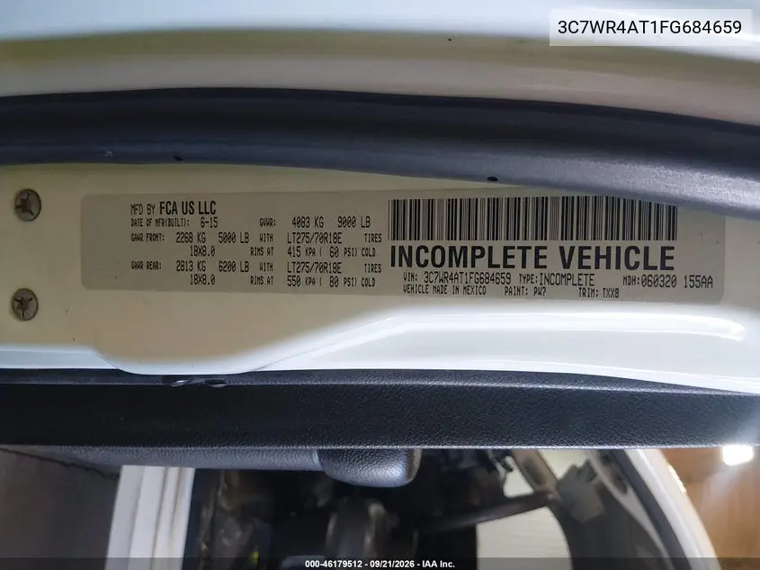 2015 RAM 2500 VIN 3C7WR4AT1FG684659 — фото 9