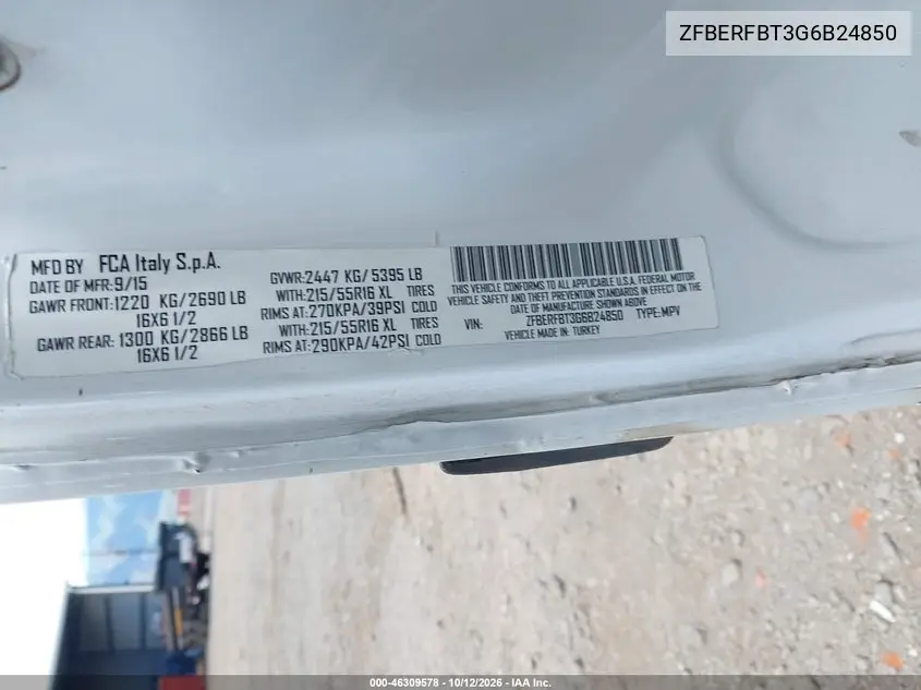 2016 RAM PROMASTER CITY VIN ZFBERFBT3G6B24850 — фото 9