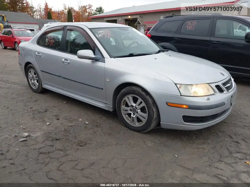 SAAB 9-3 2007, VIN YS3FD49Y571003987