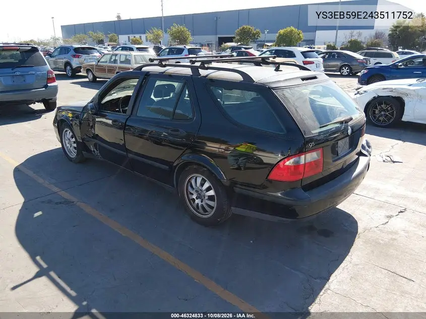 2004 SAAB 9-5 VIN YS3EB59E243511752 — фото 3