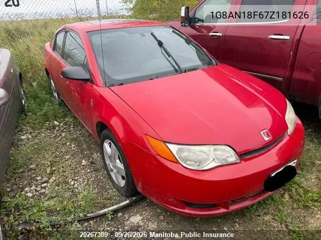 SATURN ION 2007, VIN 1G8AN18F67Z181626