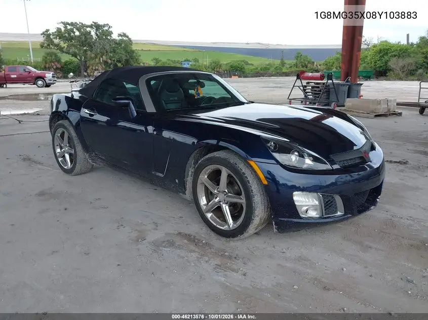 SATURN SKY 2008, VIN 1G8MG35X08Y103883
