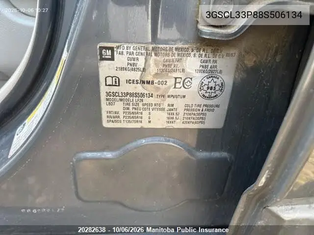 2008 SATURN VUE VIN 3GSCL33P88S506134 — фото 9