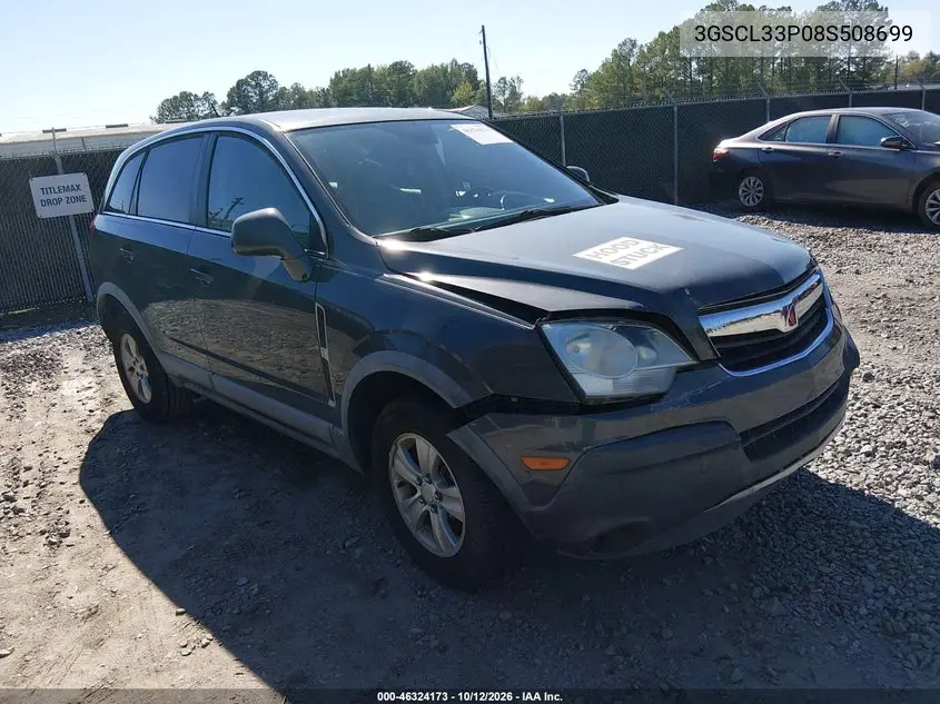 SATURN VUE 2008, VIN 3GSCL33P08S508699