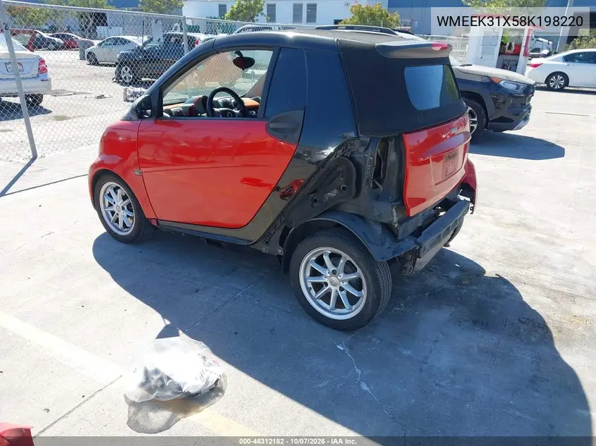 2008 SMART FORTWO VIN WMEEK31X58K198220 — фото 3