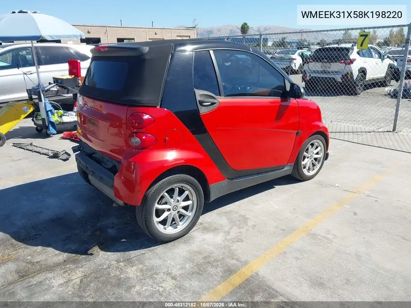 2008 SMART FORTWO VIN WMEEK31X58K198220 — фото 4