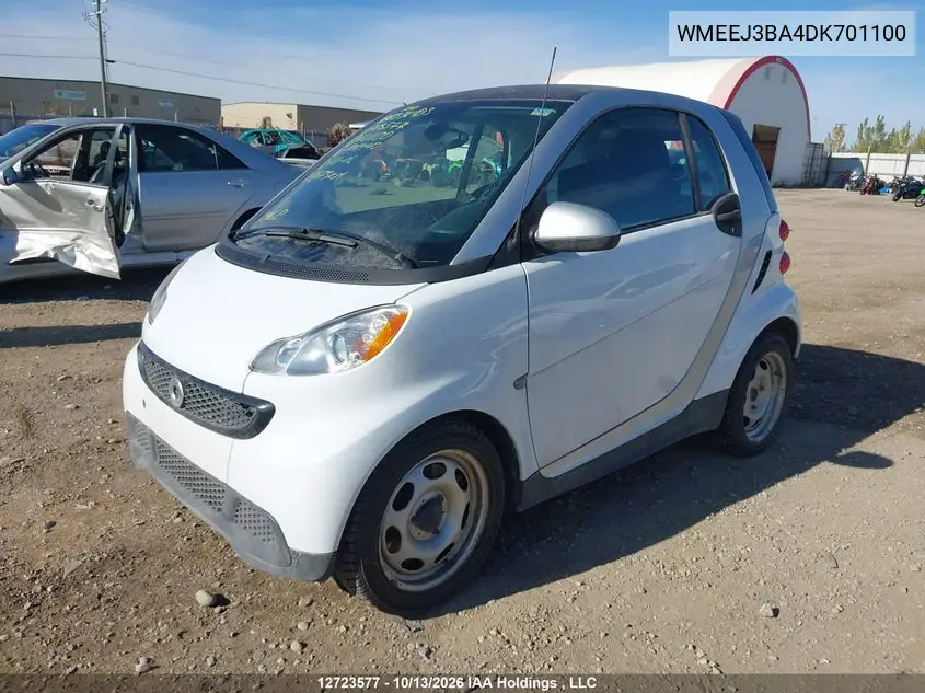 2013 SMART FORTWO VIN WMEEJ3BA4DK701100 — фото 2