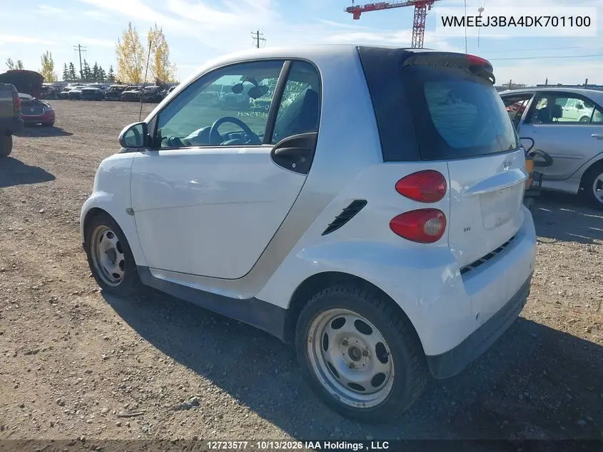 2013 SMART FORTWO VIN WMEEJ3BA4DK701100 — фото 3