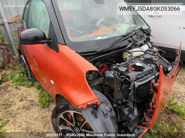 SMART FORTWO 2016, VIN WMEFJ5DA8GK053066