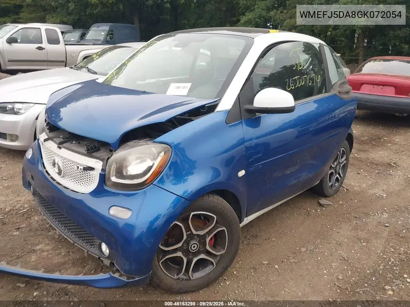 2016 SMART FORTWO VIN WMEFJ5DA8GK072054 — фото 2