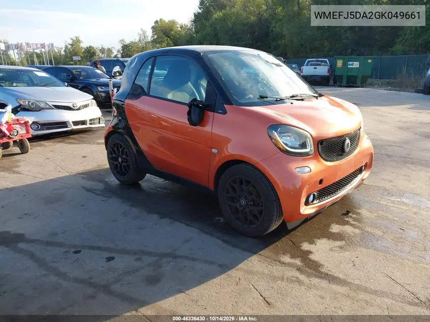 SMART FORTWO 2016, VIN WMEFJ5DA2GK049661