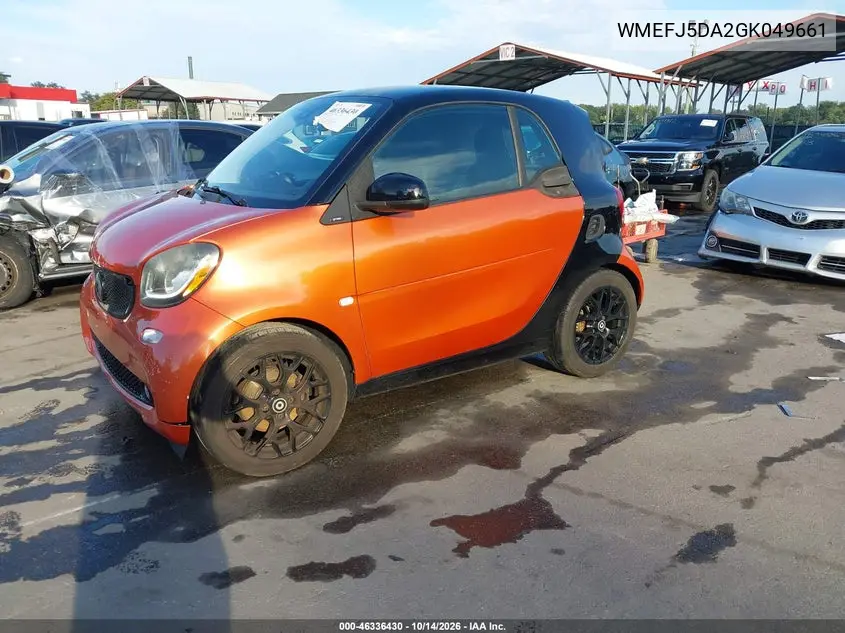 2016 SMART FORTWO VIN WMEFJ5DA2GK049661 — фото 2