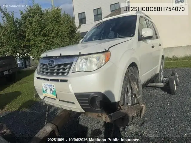 2011 SUBARU FORESTER VIN JF2SHCBC8BH754070 — фото 2