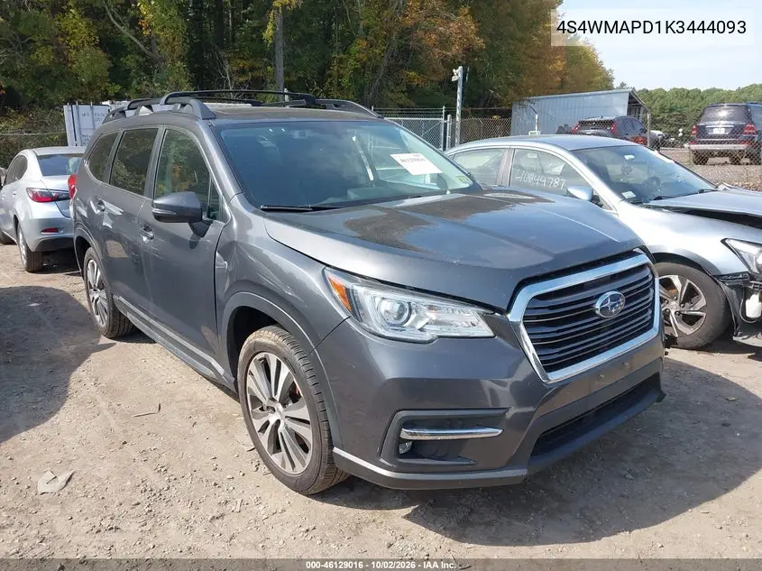 SUBARU ASCENT 2019, VIN 4S4WMAPD1K3444093