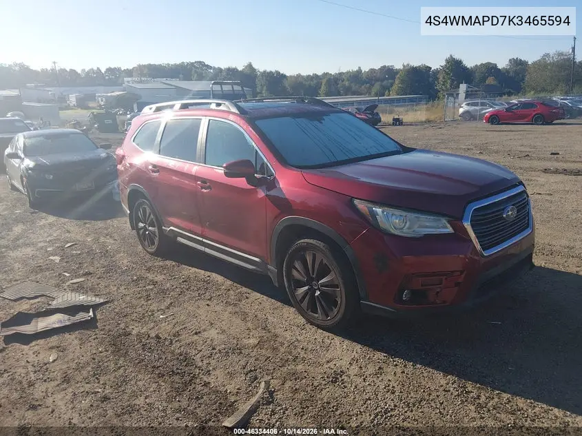 SUBARU ASCENT 2019, VIN 4S4WMAPD7K3465594