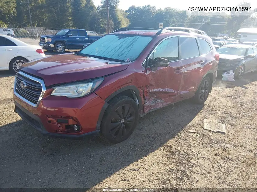2019 SUBARU ASCENT VIN 4S4WMAPD7K3465594 — фото 2