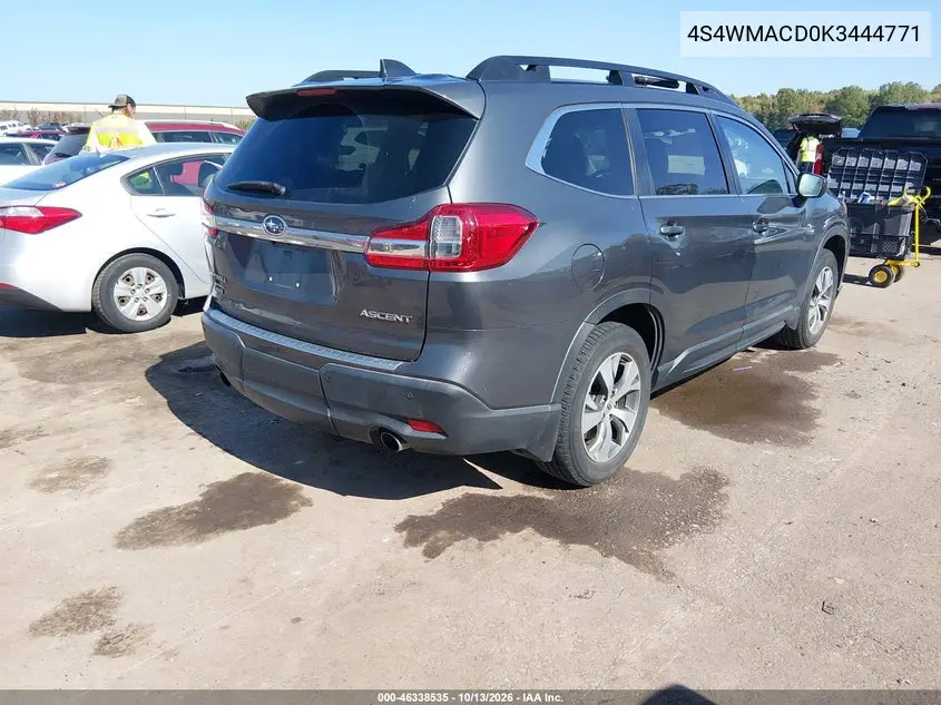 2019 SUBARU ASCENT VIN 4S4WMACD0K3444771 — фото 4