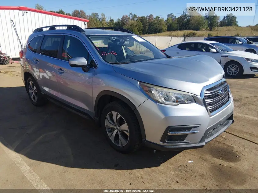 SUBARU ASCENT 2019, VIN 4S4WMAFD9K3421128