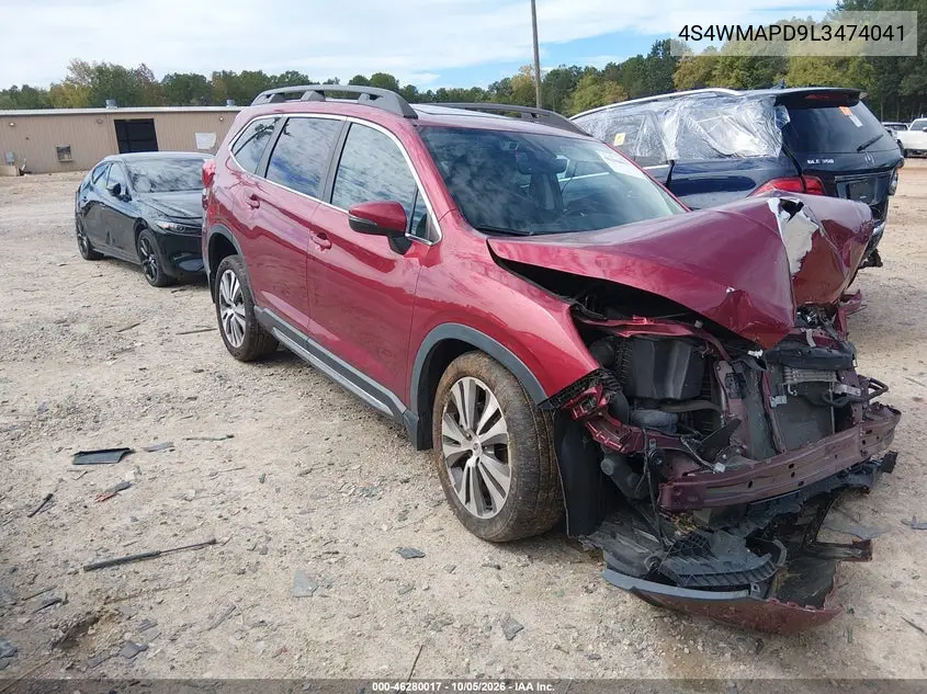 SUBARU ASCENT 2020, VIN 4S4WMAPD9L3474041