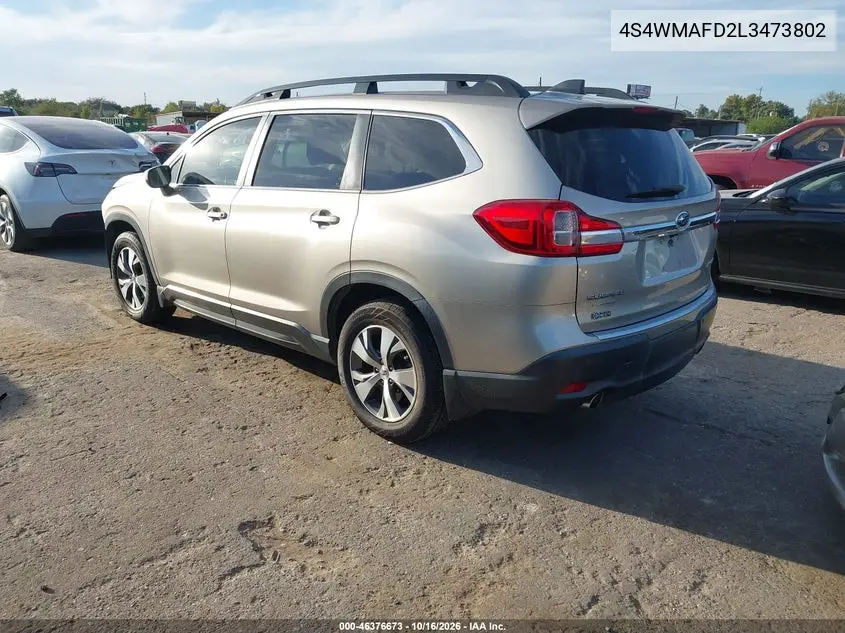 2020 SUBARU ASCENT VIN 4S4WMAFD2L3473802 — фото 3