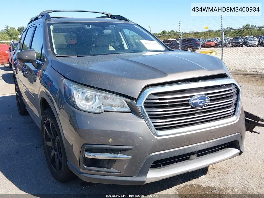 SUBARU ASCENT 2021, VIN 4S4WMAHD8M3400934