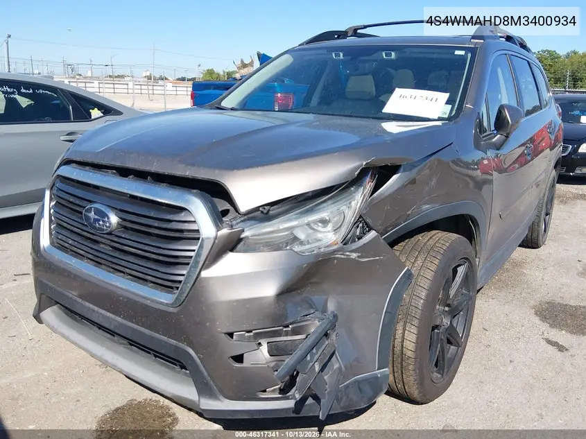 2021 SUBARU ASCENT VIN 4S4WMAHD8M3400934 — фото 2