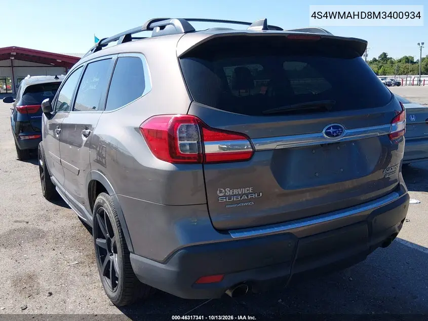 2021 SUBARU ASCENT VIN 4S4WMAHD8M3400934 — фото 3
