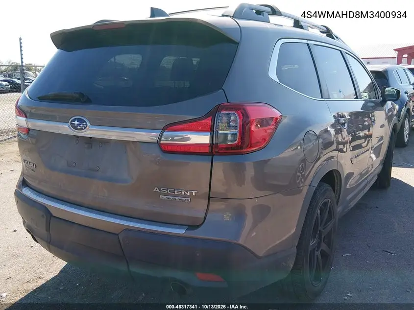2021 SUBARU ASCENT VIN 4S4WMAHD8M3400934 — фото 4