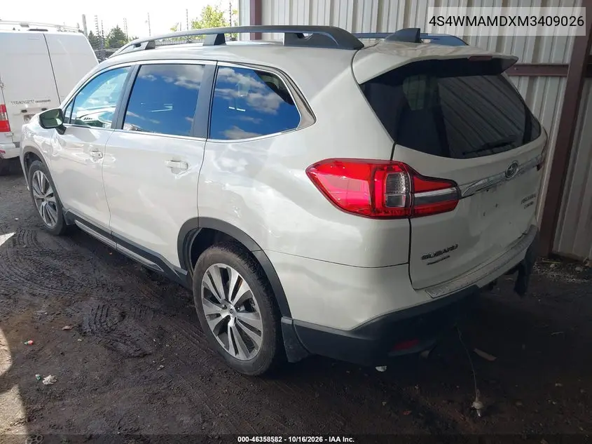 2021 SUBARU ASCENT VIN 4S4WMAMDXM3409026 — фото 3