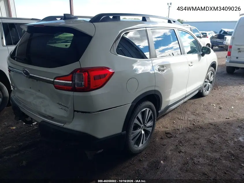 2021 SUBARU ASCENT VIN 4S4WMAMDXM3409026 — фото 4