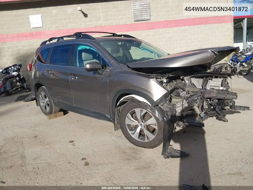 SUBARU ASCENT 2022, VIN 4S4WMACD5N3401872