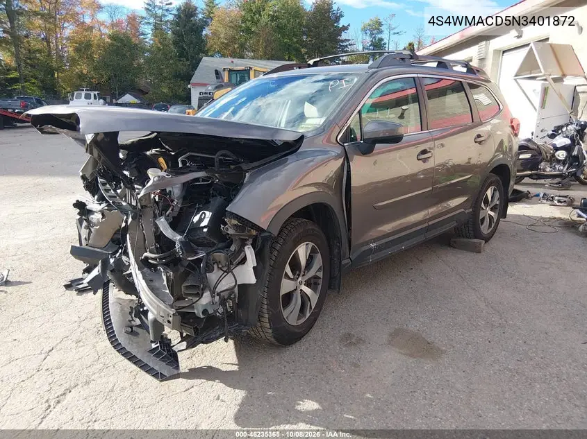 2022 SUBARU ASCENT VIN 4S4WMACD5N3401872 — фото 2