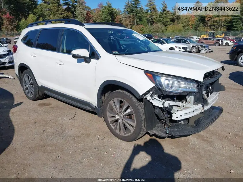 SUBARU ASCENT 2022, VIN 4S4WMAPD2N3443622