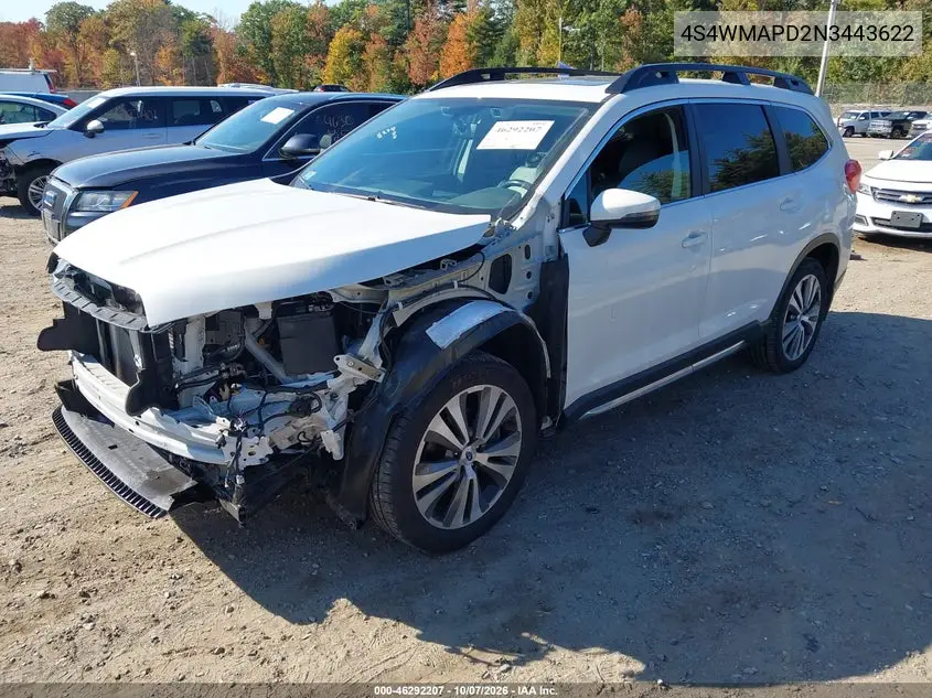 2022 SUBARU ASCENT VIN 4S4WMAPD2N3443622 — фото 2