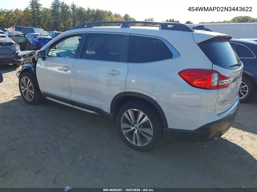2022 SUBARU ASCENT VIN 4S4WMAPD2N3443622 — фото 3