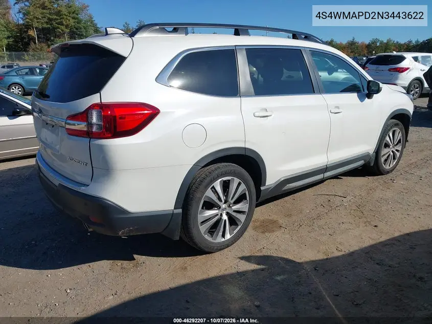 2022 SUBARU ASCENT VIN 4S4WMAPD2N3443622 — фото 4