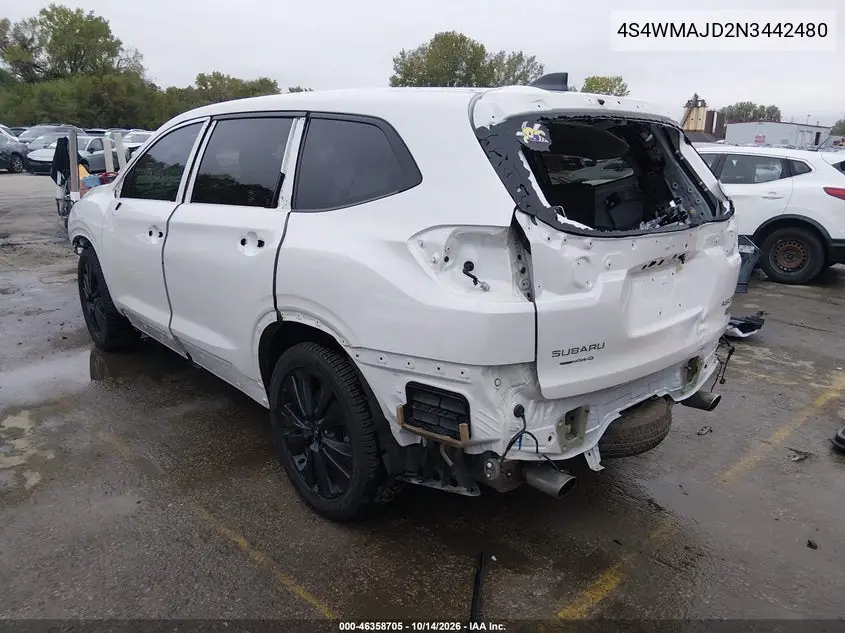 2022 SUBARU ASCENT VIN 4S4WMAJD2N3442480 — фото 3