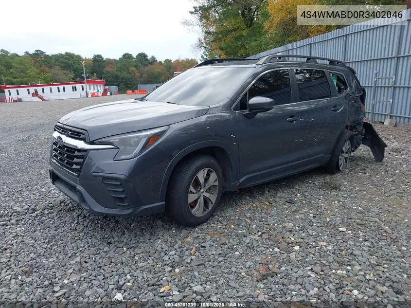 2024 SUBARU ASCENT VIN 4S4WMABD0R3402046 — фото 2