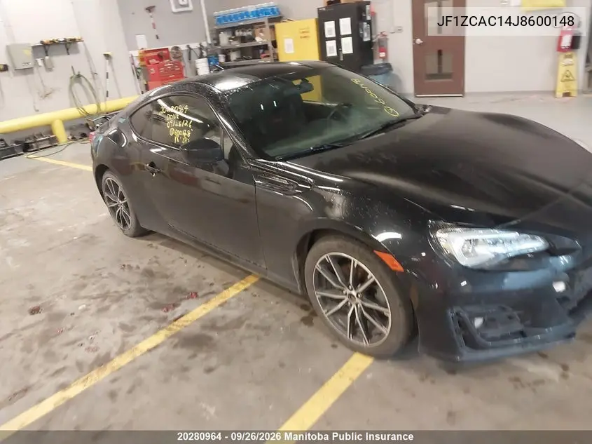 SUBARU BRZ 2018, VIN JF1ZCAC14J8600148