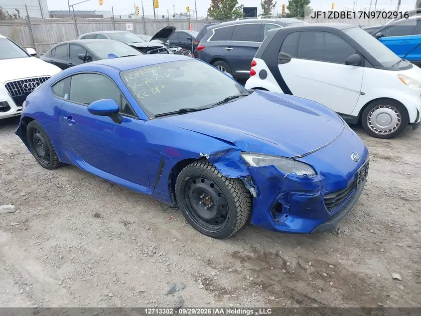 SUBARU BRZ 2022, VIN JF1ZDBE17N9702916