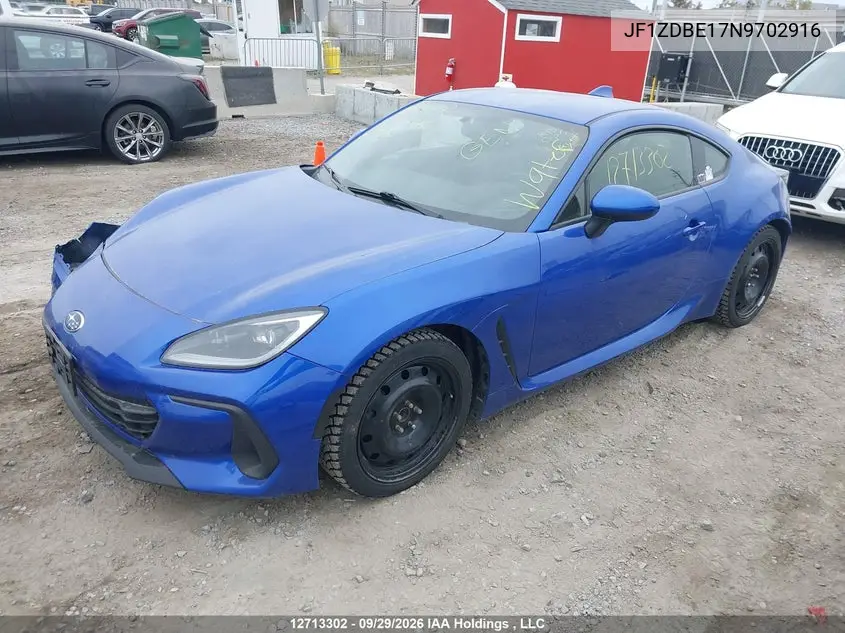 2022 SUBARU BRZ VIN JF1ZDBE17N9702916 — фото 2