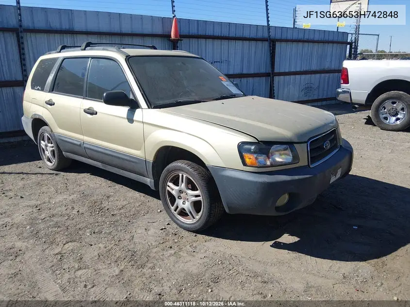 SUBARU FORESTER 2003, VIN JF1SG63653H742848