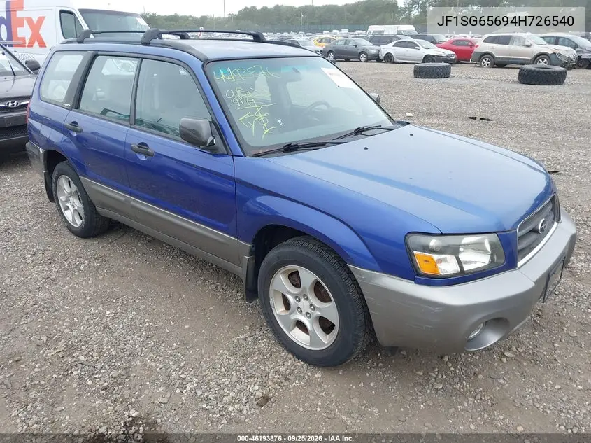 SUBARU FORESTER 2004, VIN JF1SG65694H726540