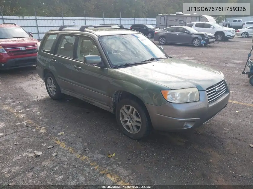 SUBARU FORESTER 2006, VIN JF1SG67676H759326