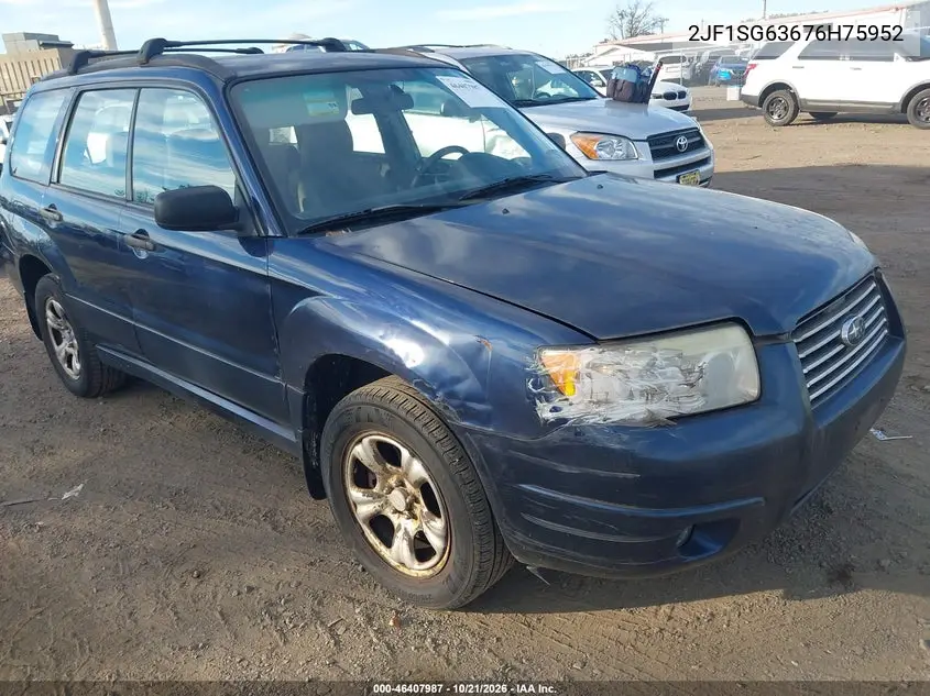 SUBARU FORESTER 2006, VIN 2JF1SG63676H75952